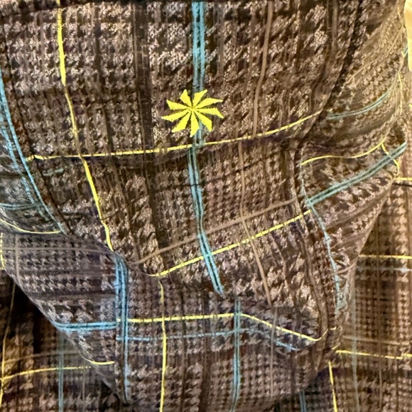 Athleta Hooded Rain Jacket Size Medium | Waterproof Blue-Green Lightweight Plaid - Picture 3 of 3